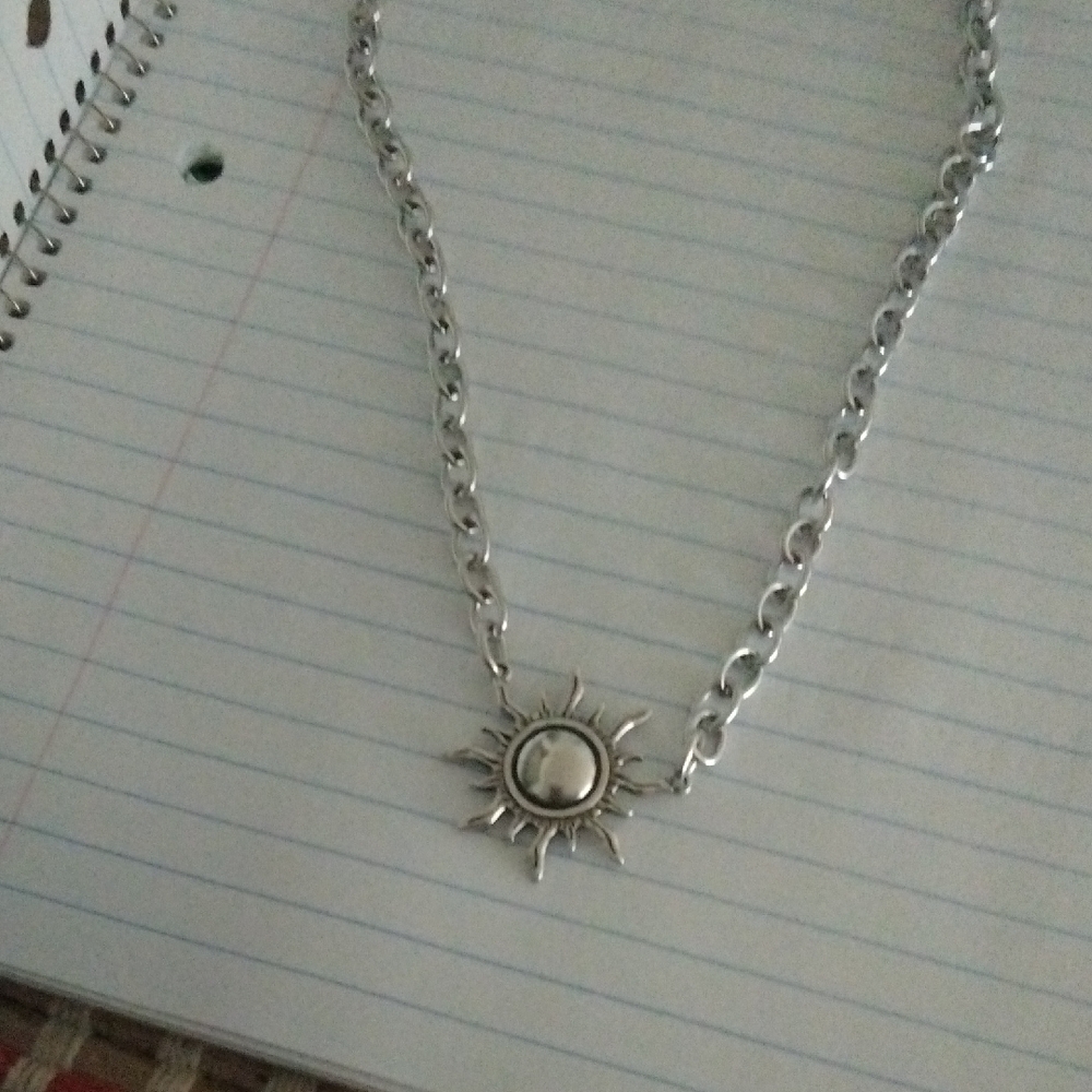 Silver Sun Pendant Necklace